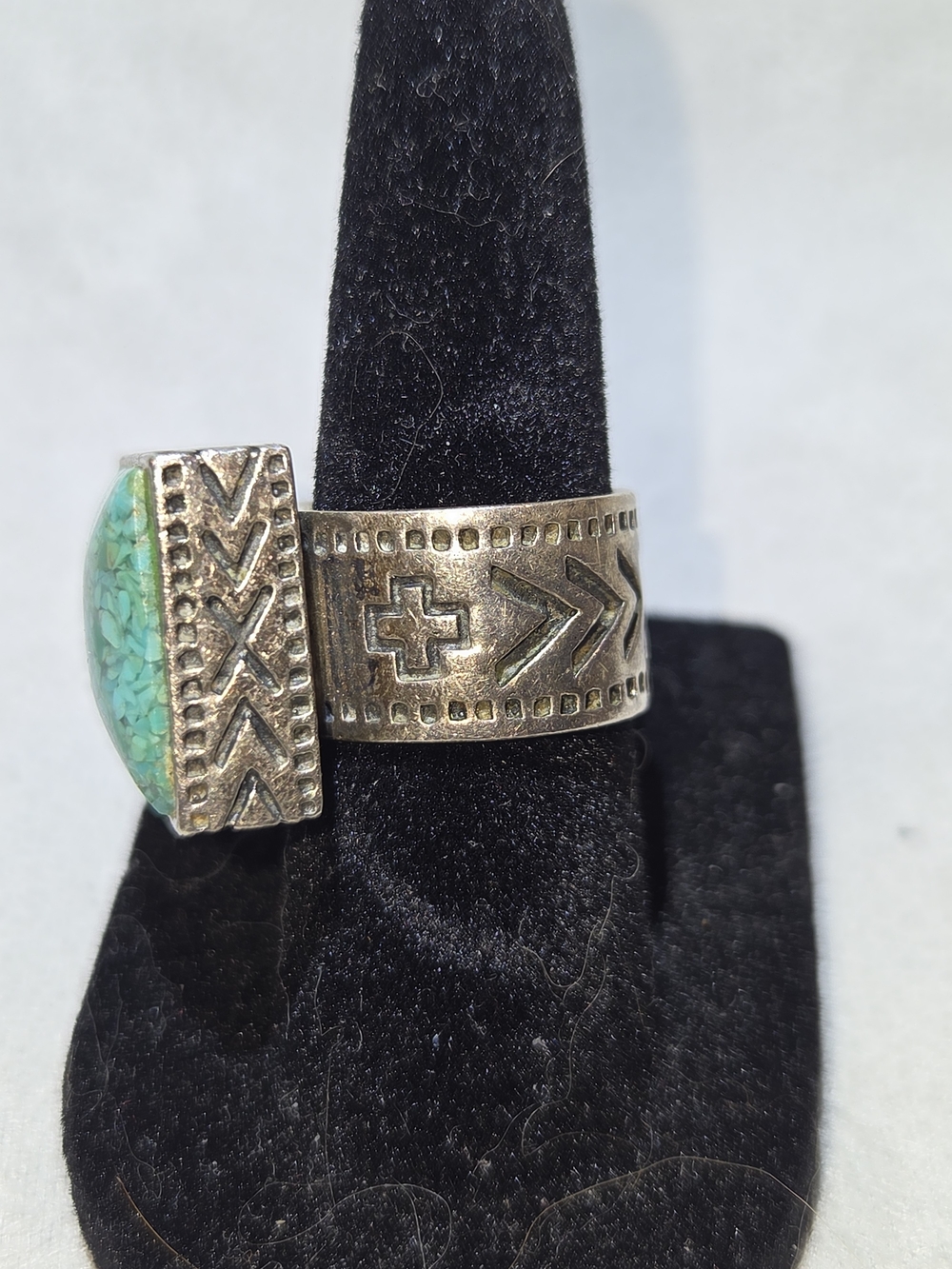 Silpada Vintage Turquoise Mosaic Sterling Silver 925 Statement Ring - Turquoise - Picture 7 of 12